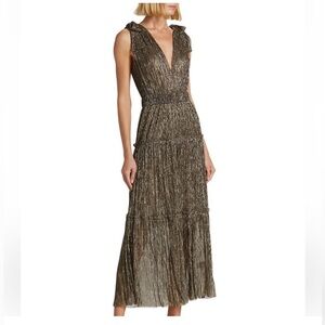 Sabina Musayev Helena Metallic Tiered Maxi Dress